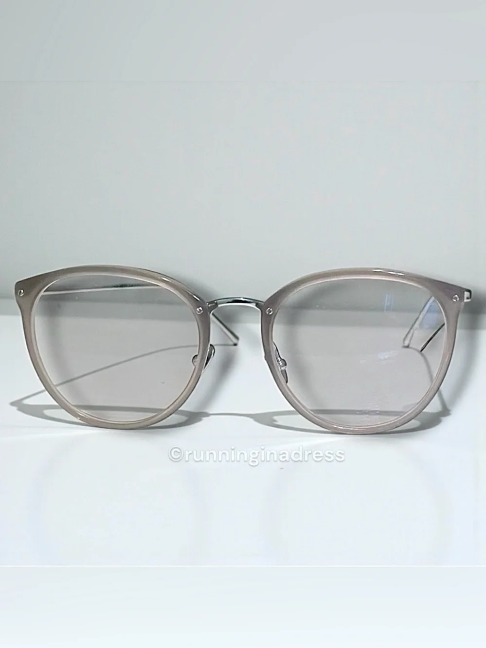 LINDA FARROW Calthorpe Oval Optical Glasses NWT Milky Grey White Gold Titanium
